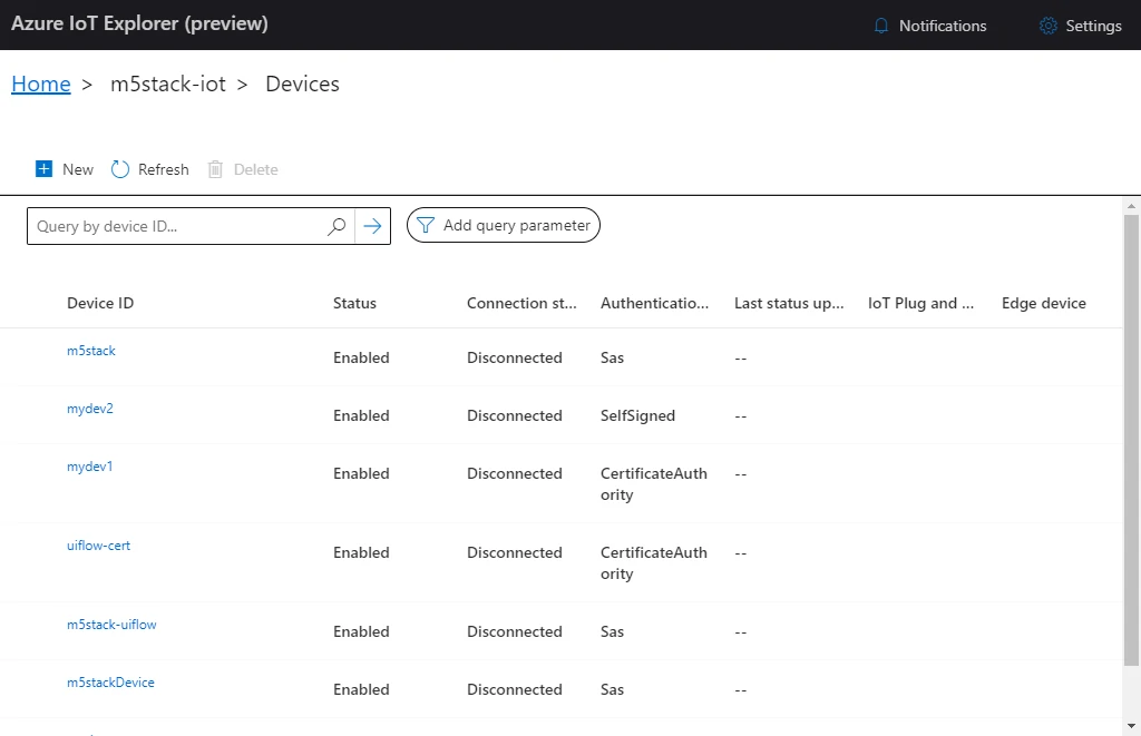 Get the list of devices contained in the application using Azure-IoT-Explorer.